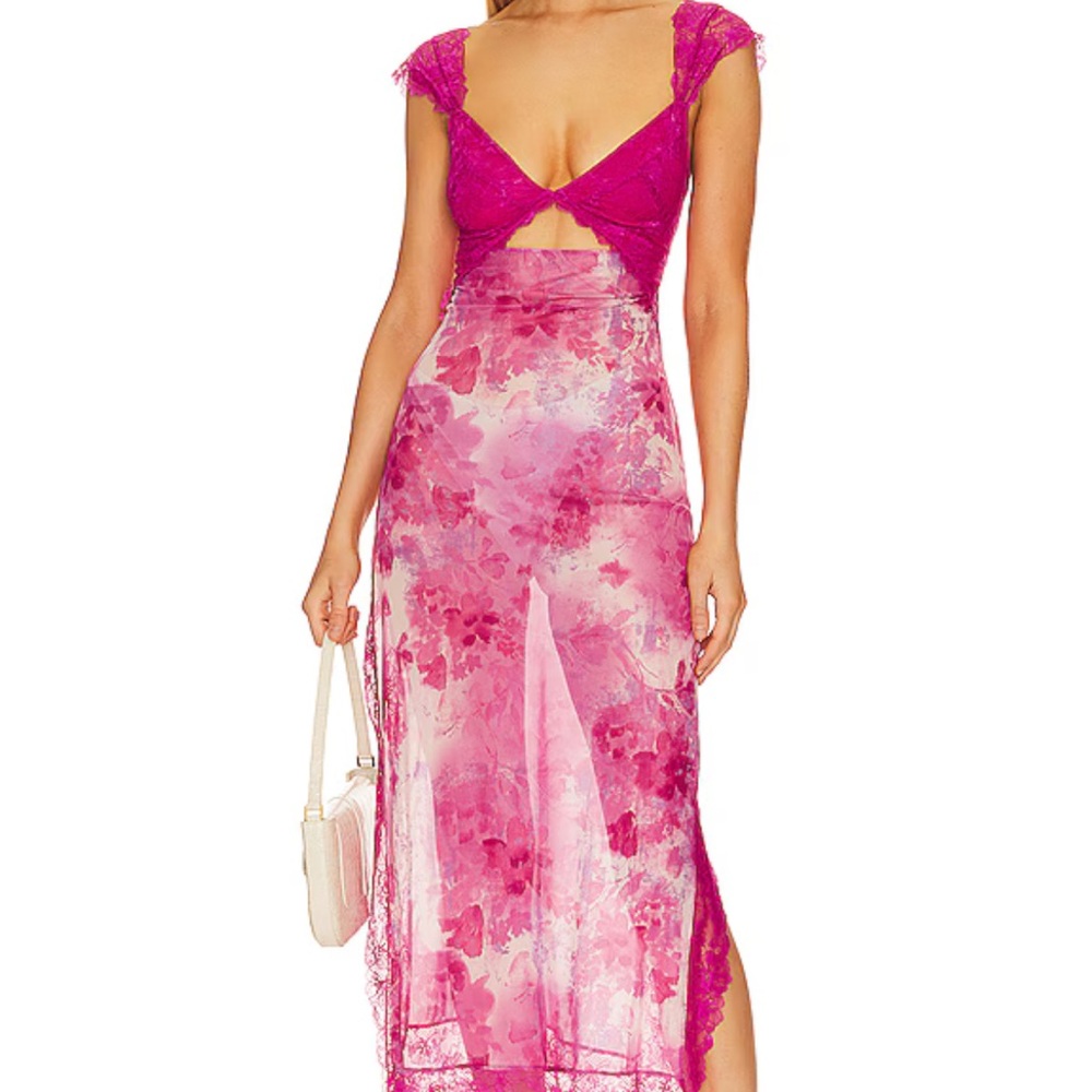 Free People Suddenly Fine Maxi Slip in Rosey Combo